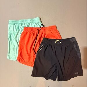 Set of Three Men’s Small Athletic Shorts - Black, Orange, Mint